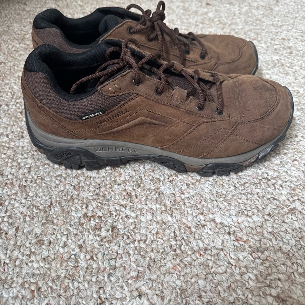 Merrell Men’s Moab Adventure Waterproof Brown Leather Shoes 10.5 Vibram - Picture 6 of 11